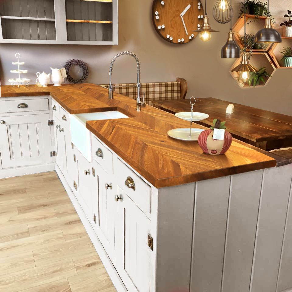 acacia herringbone butcher block countertop