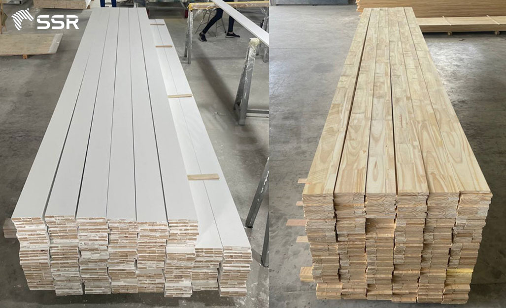 Radiata pine primed finger joint board