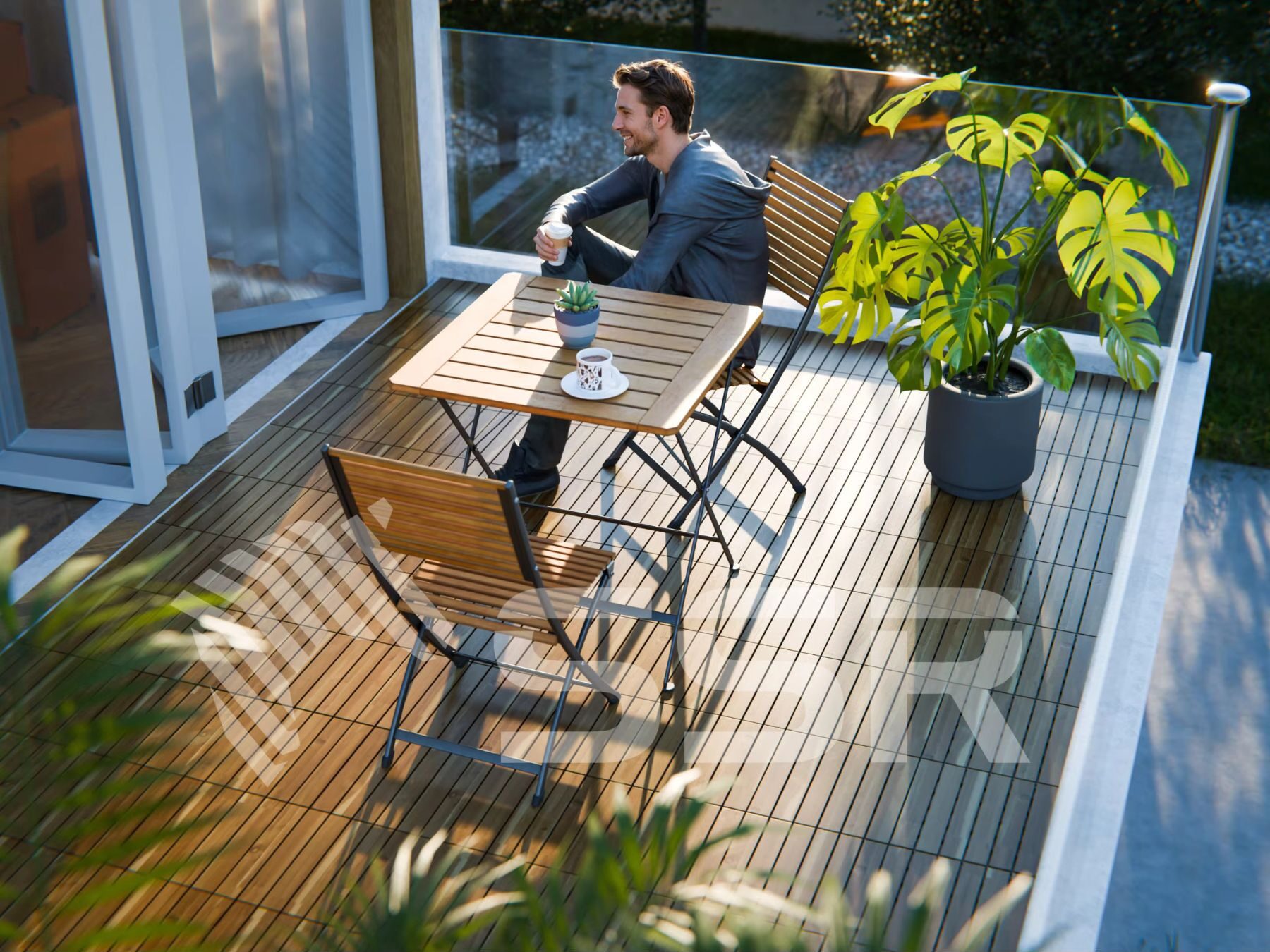 (Hot Trend 2025) 9–Slat Acacia Wood Decking Tiles