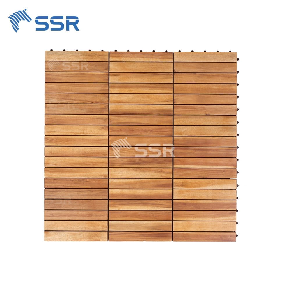 Teak 6 - Slats Acacia Wood Decking Tiles for outdoor