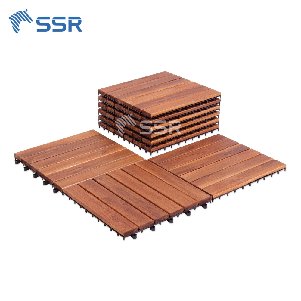 Golden Teak 6 - Slats Acacia Wood Decking Tiles Supplier