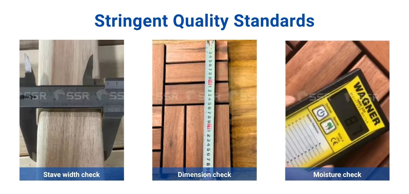 (Hot Trend 2025) 9–Slat Acacia Wood Decking Tiles