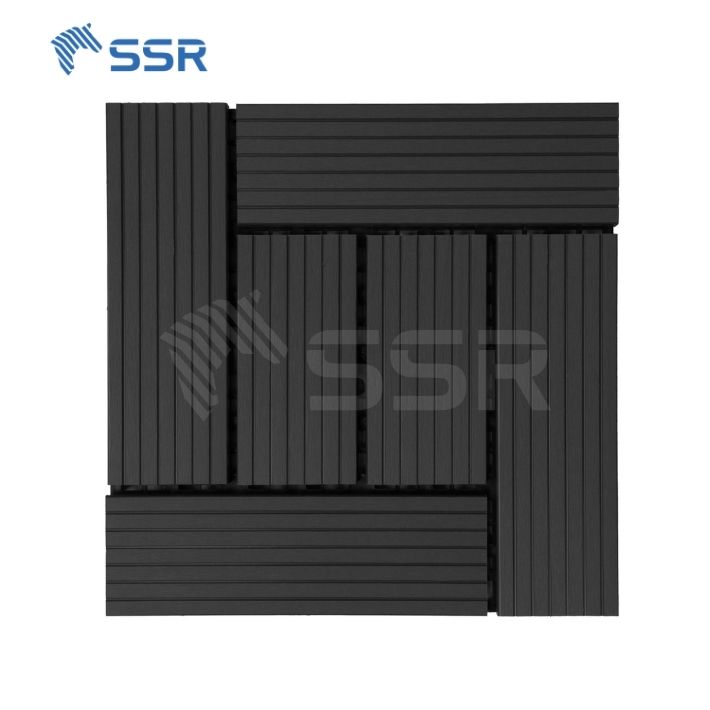 6 slats wpc decking tiles black