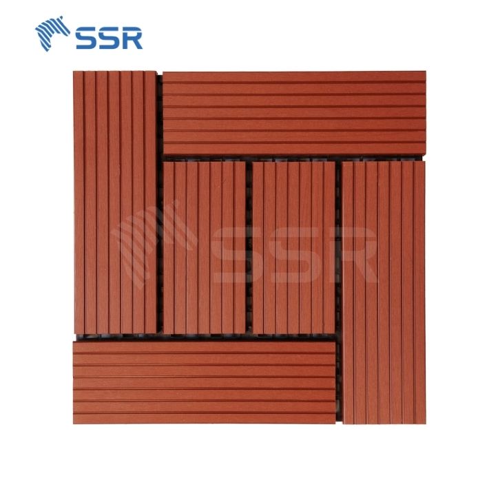 6 slats wpc decking tiles red