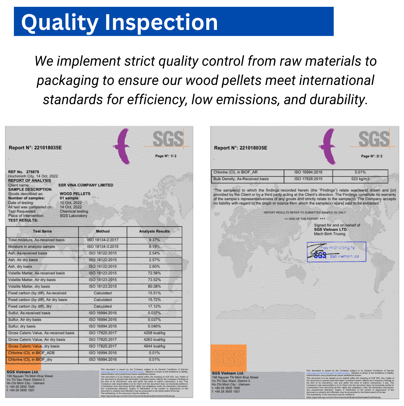 High-Efficiency Wood Pellet From SSR VINA