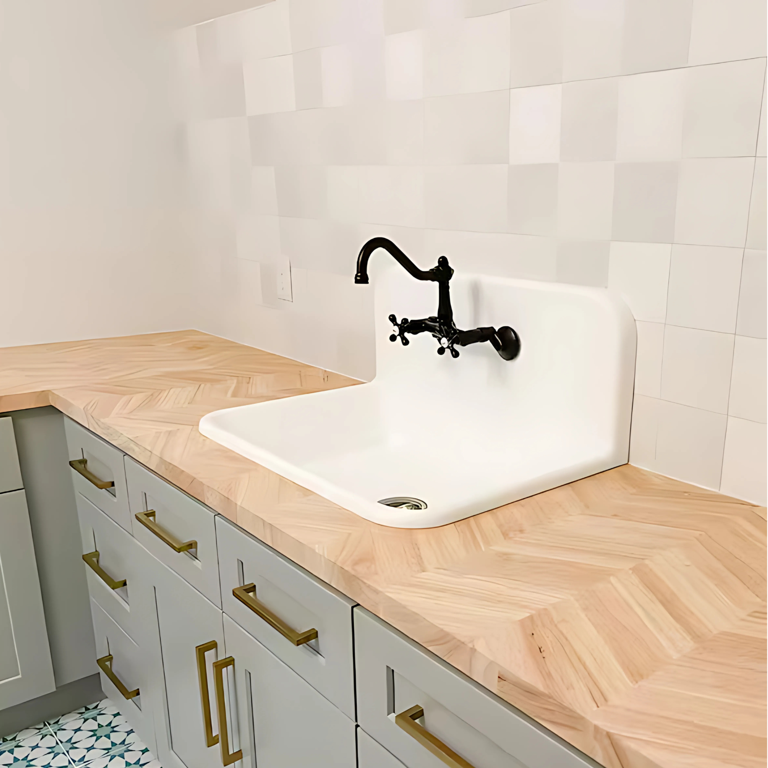 Rubberwood Chevron Countertop