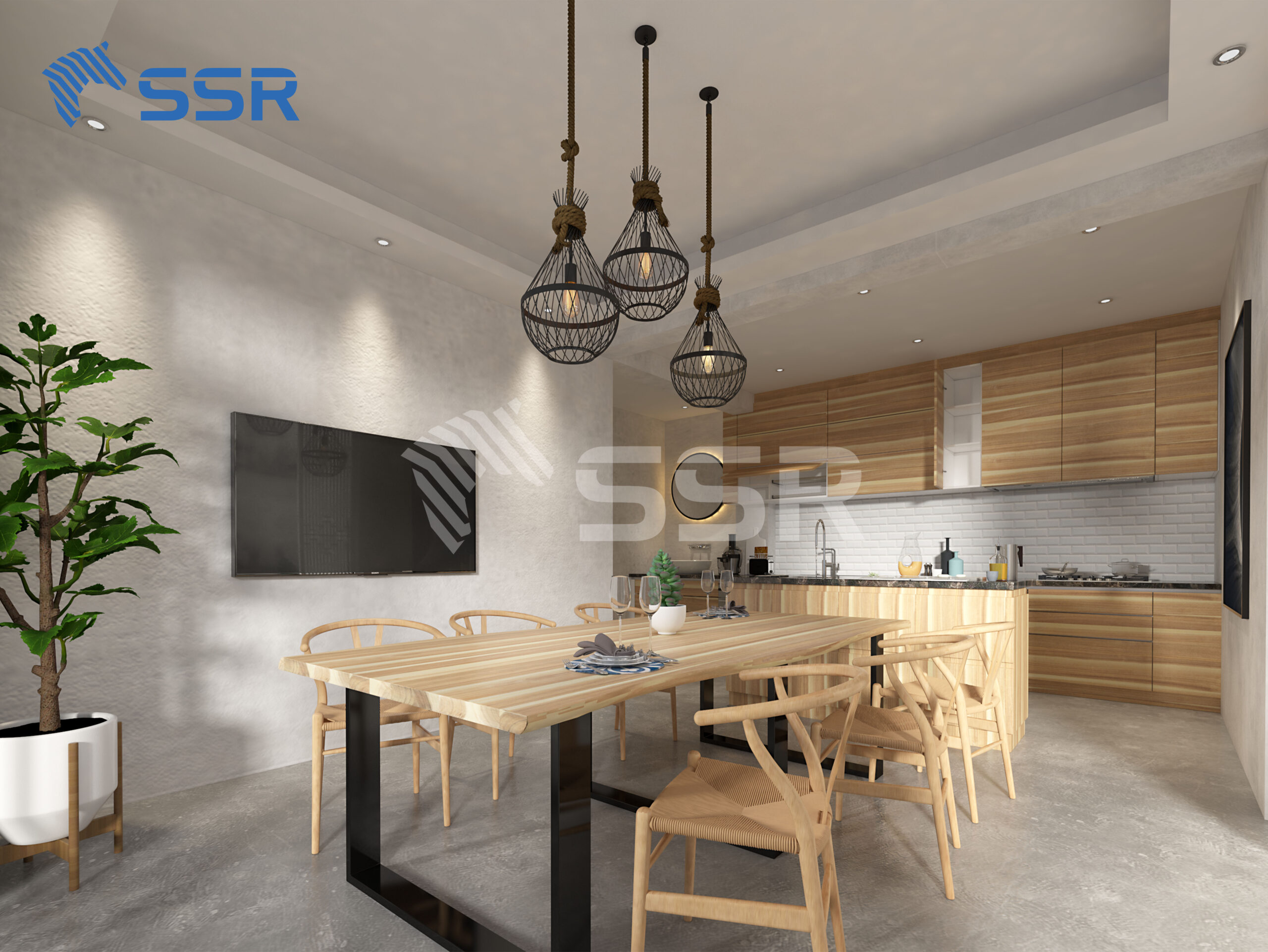 Acacia Wood FJ Tabletop Dining Set with Metal Legs