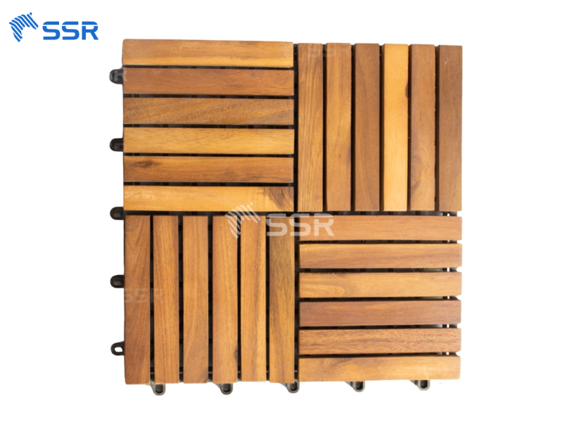 24 - slat acacia wood decking tiles