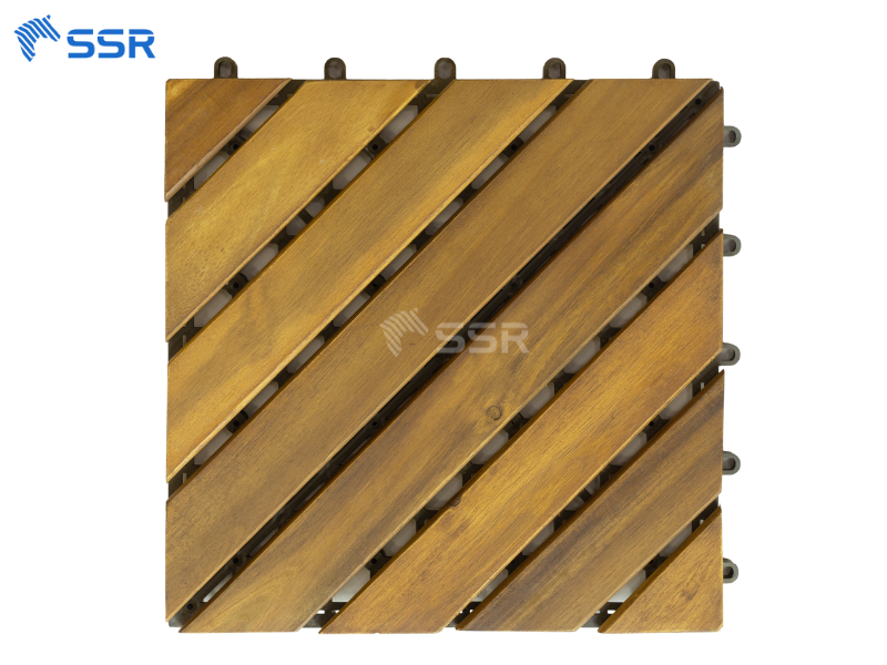 8 - slat diagonal acacia wood decking tiles