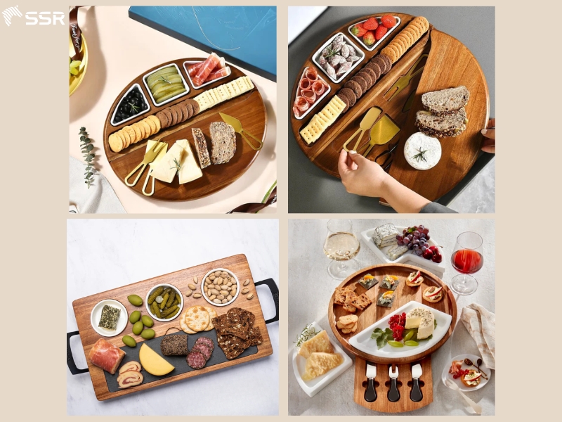 acacia wood serving and cheese board set