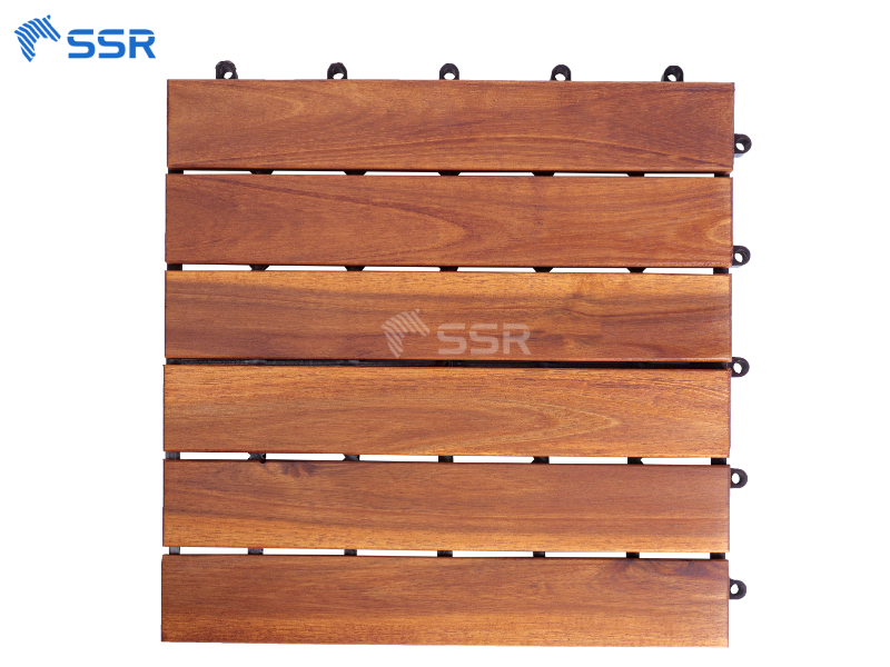 brown 6 - slat acacia wood decking tiles